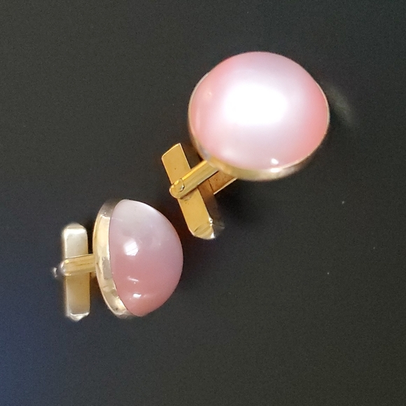 Swank Vintage Cufflinks Pink Emamel Gold-tone - Picture 2 of 7